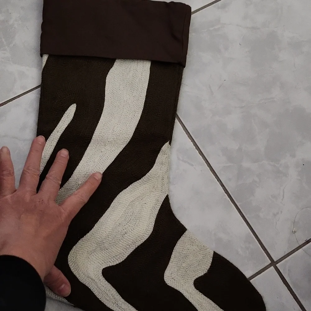 West Elm Stocking Sock in Brown & Cream
